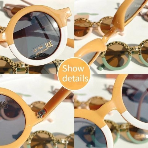 Children's Cute Leopard Print Round Sunglasses with UV380 Protection