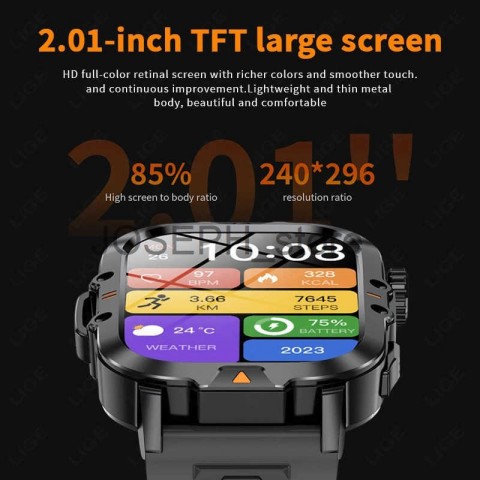 LIGE J250424 Men's Heart-Shaped GPS Smartwatch with High-Definition Screen