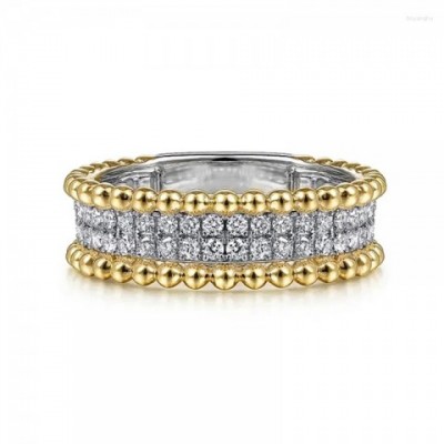 Huitan Women's Fashion Two-Tone Engagement Ring with Brilliant Zirconia