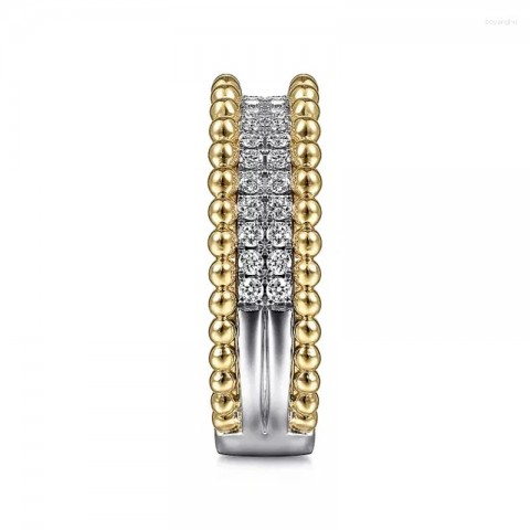 Huitan Women's Fashion Two-Tone Engagement Ring with Brilliant Zirconia