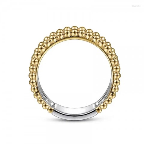Huitan Women's Fashion Two-Tone Engagement Ring with Brilliant Zirconia