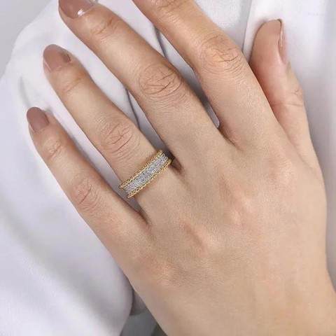 Huitan Women's Fashion Two-Tone Engagement Ring with Brilliant Zirconia