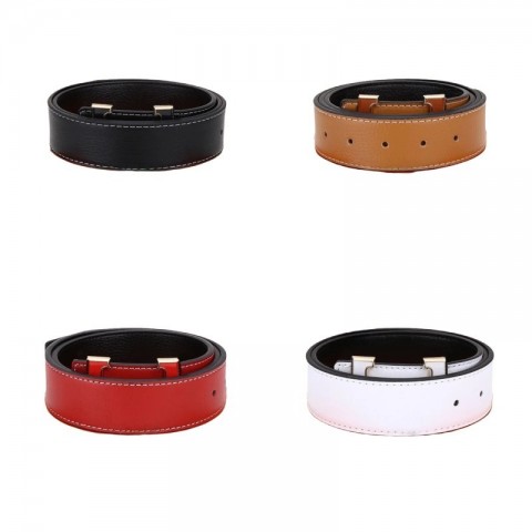 Attractive Design Silver Buckle Leather Belt for Women and Men - Multiple Colors Available