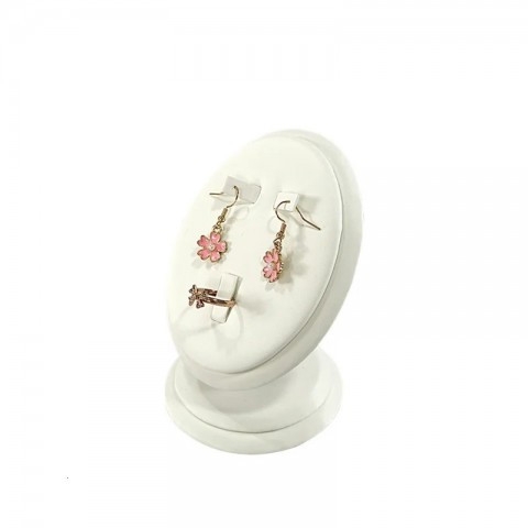 White Leather Jewelry Display Stand for Rings, Earrings & Necklaces - Store Showcase Rack 250422