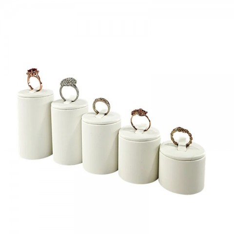 White Leather Jewelry Display Stand for Rings, Earrings & Necklaces - Store Showcase Rack 250422