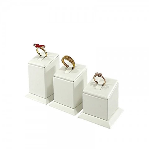 White Leather Jewelry Display Stand for Rings, Earrings & Necklaces - Store Showcase Rack 250422