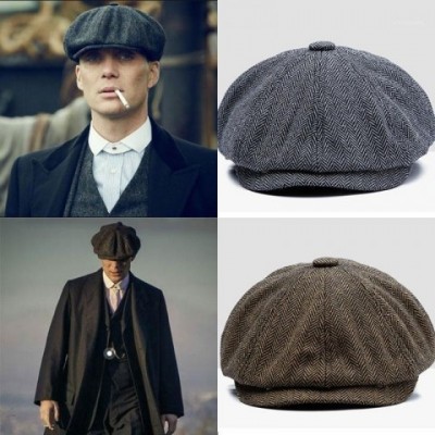 Unisex Vintage Herringbone Beret Hat - Gatsby Tweed Style for Spring & Fall