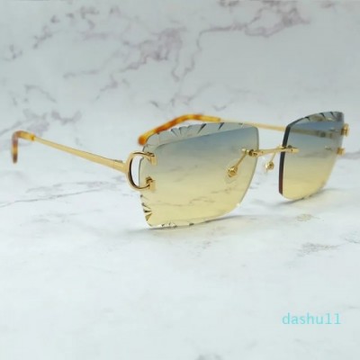 Y2K Designer Carter Sunglasses - Unisex Rimless Golden Frame
