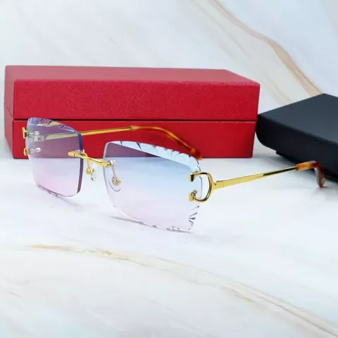 Y2K Designer Carter Sunglasses - Unisex Rimless Golden Frame
