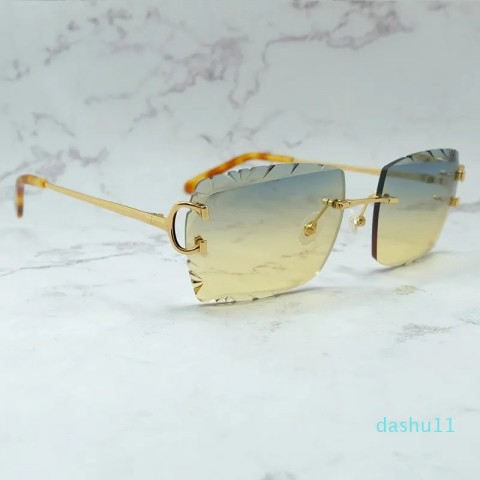Y2K Designer Carter Sunglasses - Unisex Rimless Golden Frame