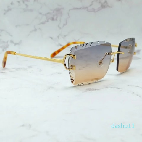 Y2K Designer Carter Sunglasses - Unisex Rimless Golden Frame