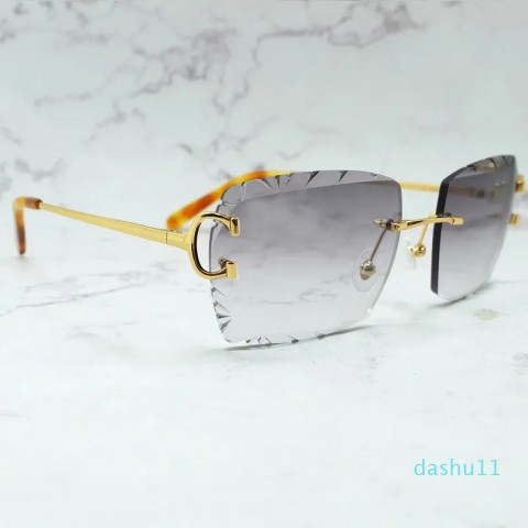 Y2K Designer Carter Sunglasses - Unisex Rimless Golden Frame