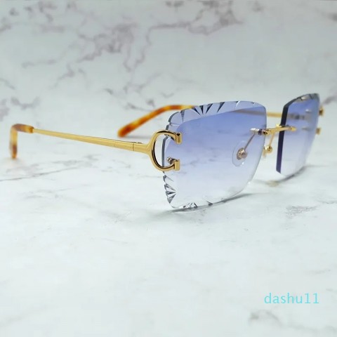 Y2K Designer Carter Sunglasses - Unisex Rimless Golden Frame