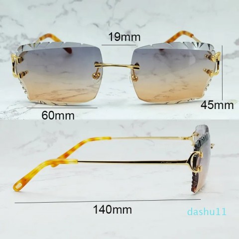 Y2K Designer Carter Sunglasses - Unisex Rimless Golden Frame