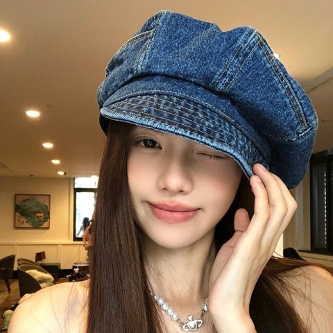 Japanese Retro Denim Beret for Women - Simple Literary Style Cowboy Hat