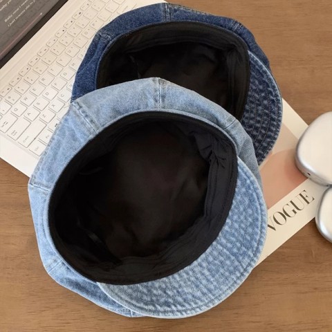 Japanese Retro Denim Beret for Women - Simple Literary Style Cowboy Hat