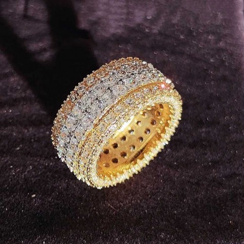 Handcrafted Sterling Silver Band Ring for Men with 150 Round CZ Diamonds