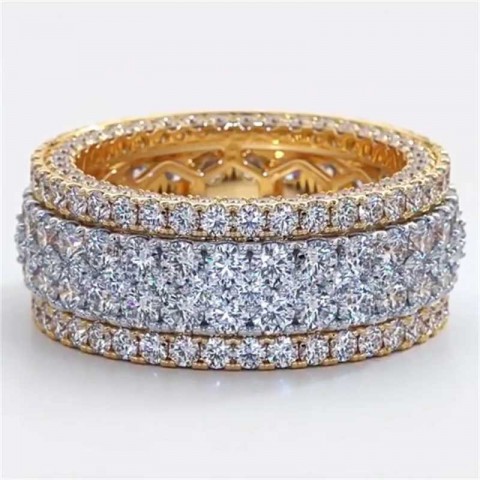 Handcrafted Sterling Silver Band Ring for Men with 150 Round CZ Diamonds