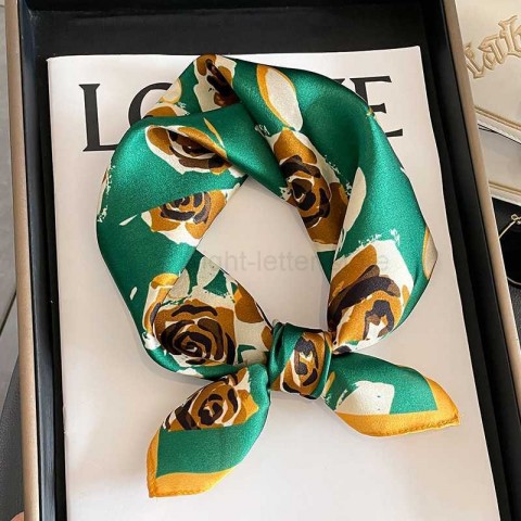 Silk Fashion Flower Scarf for Women, Hand Wrist Accessory, Pure Silk Echarpe
