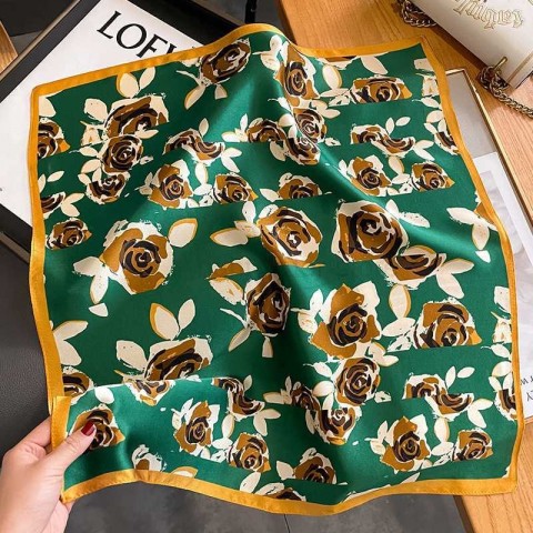 Silk Fashion Flower Scarf for Women, Hand Wrist Accessory, Pure Silk Echarpe