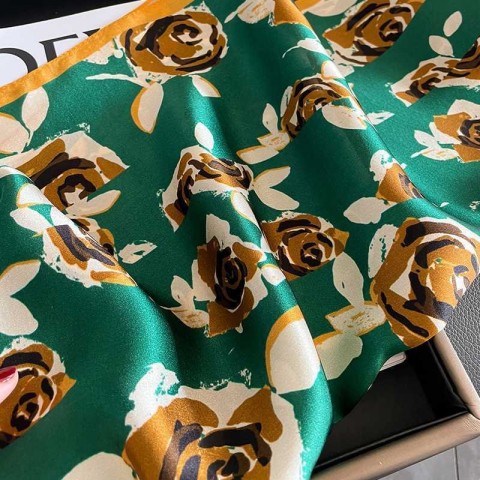 Silk Fashion Flower Scarf for Women, Hand Wrist Accessory, Pure Silk Echarpe