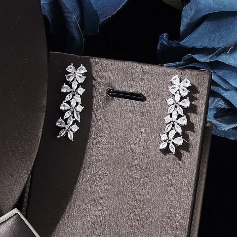 Four Piece Geometric Wedding Jewelry Set with Cubic Zirconia for Women
