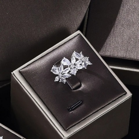 Four Piece Geometric Wedding Jewelry Set with Cubic Zirconia for Women