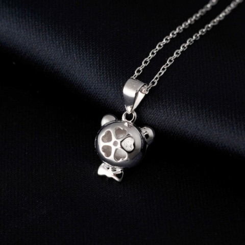 Potiy Adorable Panda Black and White Enamel Necklace with Chain for Women in 14K Gold and Sterling Silver