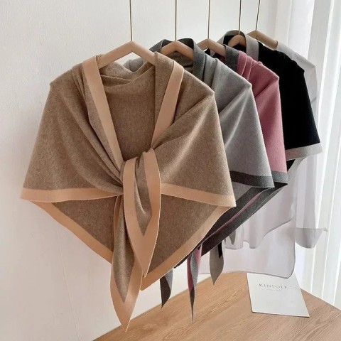 Luxury Women's Double-Sided Cashmere Shawl - Warm & Fashionable Triangle Scarf