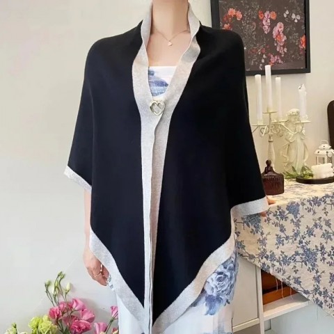 Luxury Women's Double-Sided Cashmere Shawl - Warm & Fashionable Triangle Scarf