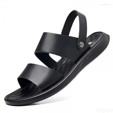 High-Quality Men's Gladiator Sandals - Comfortable Split Leather Flats for Casual Wear