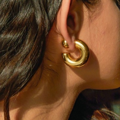 Stud 18K Gold-Plated Diamond Ruby Earrings for Women