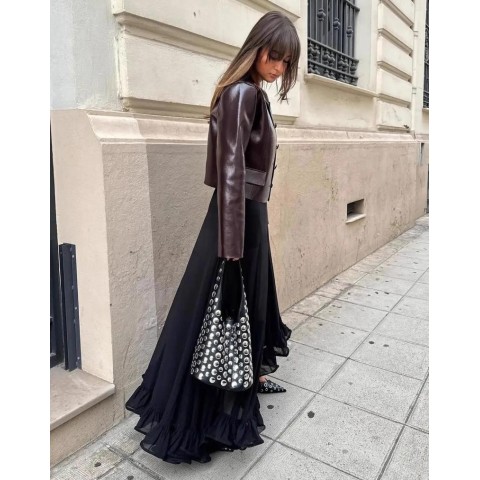 Luxury Women's Retro Y2K PU Leather Drawstring Bucket Shoulder Bag 2025