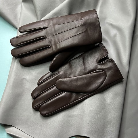 Men's Genuine Leather Winter Motorcycle Gloves with Velent Lining