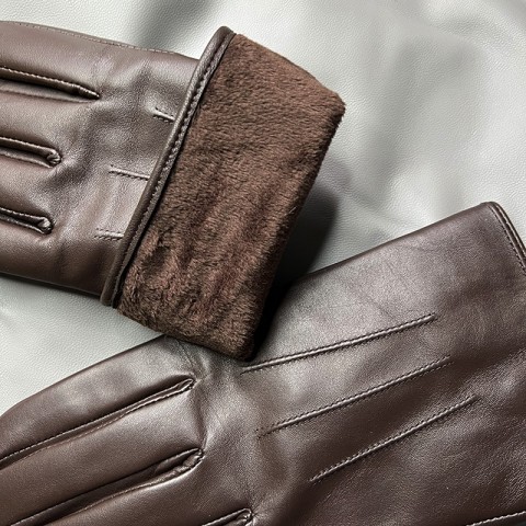 Men's Genuine Leather Winter Motorcycle Gloves with Velent Lining
