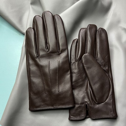Men's Genuine Leather Winter Motorcycle Gloves with Velent Lining