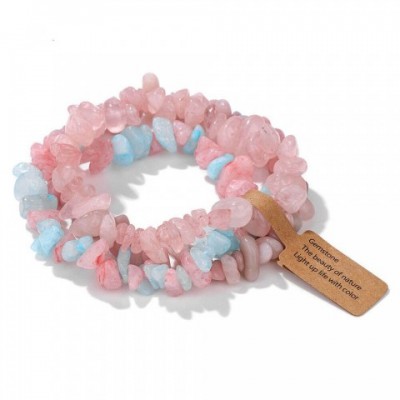 PAVOI Natural Healing Quartz Gravel Stone Bracelets Set for Women Men