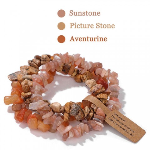 PAVOI Natural Healing Quartz Gravel Stone Bracelets Set for Women Men