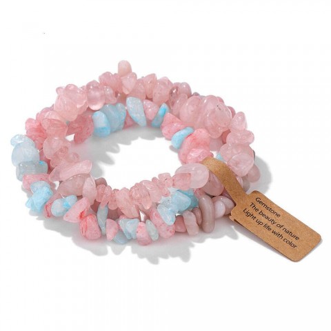 PAVOI Natural Healing Quartz Gravel Stone Bracelets Set for Women Men