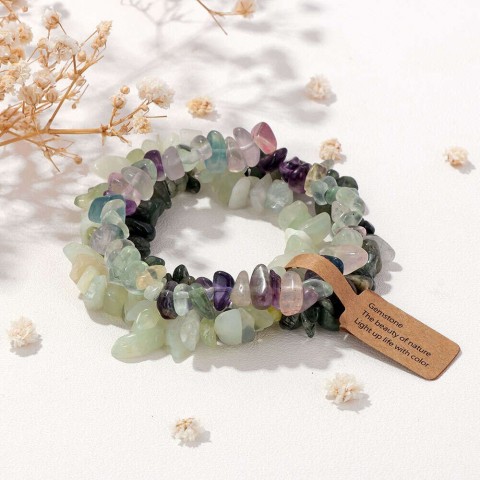 PAVOI Natural Healing Quartz Gravel Stone Bracelets Set for Women Men