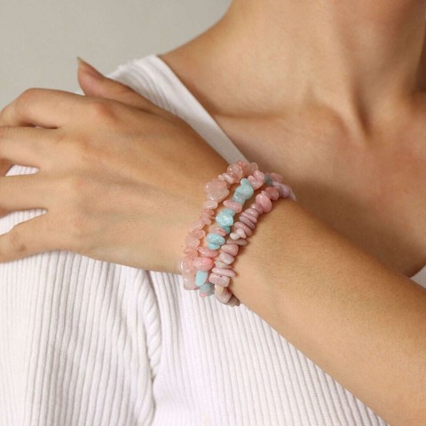 PAVOI Natural Healing Quartz Gravel Stone Bracelets Set for Women Men