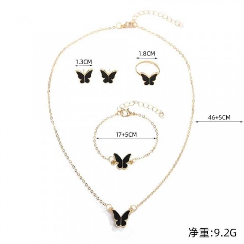Enamel Colored Trendy Jewelry Set for Women - 4 Piece Wedding Party Accessories