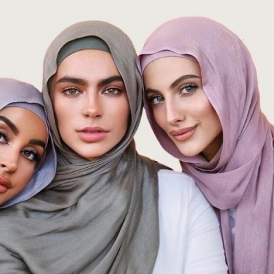 Viscose Hijab Set for Women - Matching Gradient Cap & Soft Plain Scarf