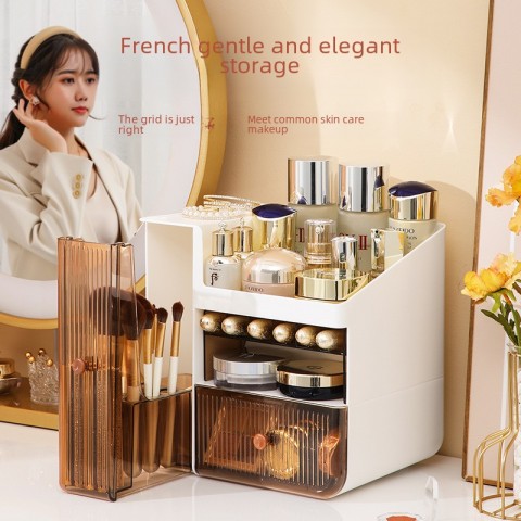 Luxury Ins Design Student Makeup Organizer Compact Storage Box for Cosmetics