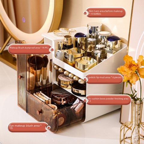 Luxury Ins Design Student Makeup Organizer Compact Storage Box for Cosmetics