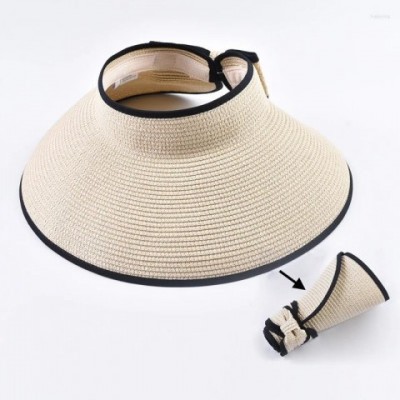 Wide Brim Foldable Straw Hat with Large Bow for Women - Summer UV Protection