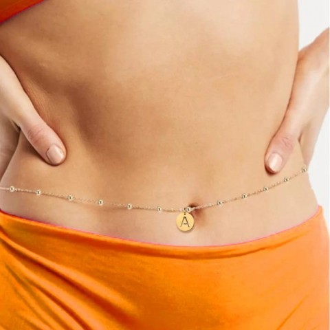 RoRo Premium Stainless Steel Initial Letter Waist Chain for Women