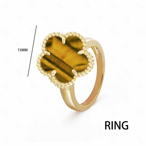 4/5 Leaf Clover Wedding Band with Tiger's Eye Stone, Men's Classic Copper Ring