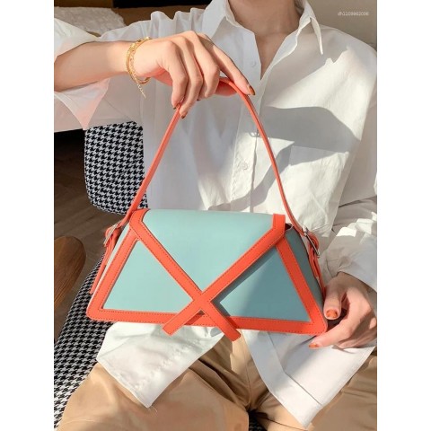 Drawstring Designer Women's High-Quality Contrast Color Shoulder & Crossbody Bag