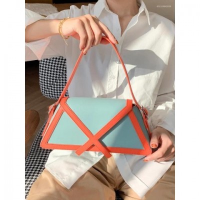 Drawstring Designer Women's High-Quality Contrast Color Shoulder & Crossbody Bag